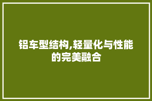 铝车型结构,轻量化与性能的完美融合