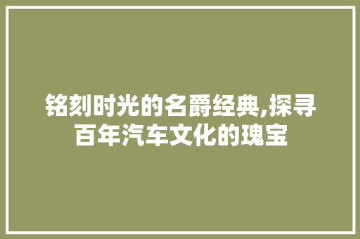 铭刻时光的名爵经典,探寻百年汽车文化的瑰宝