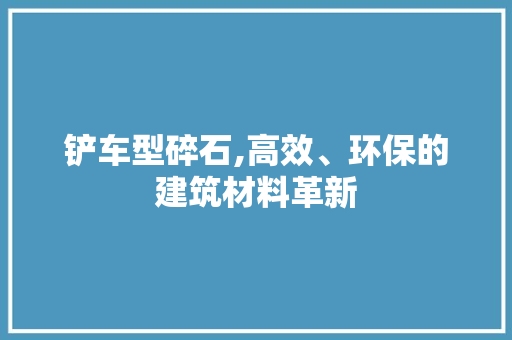 铲车型碎石,高效、环保的建筑材料革新