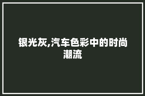 银光灰,汽车色彩中的时尚潮流