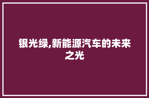 银光绿,新能源汽车的未来之光