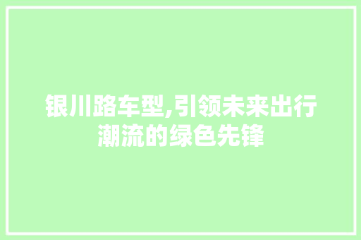 银川路车型,引领未来出行潮流的绿色先锋