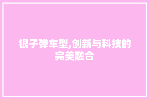银子弹车型,创新与科技的完美融合