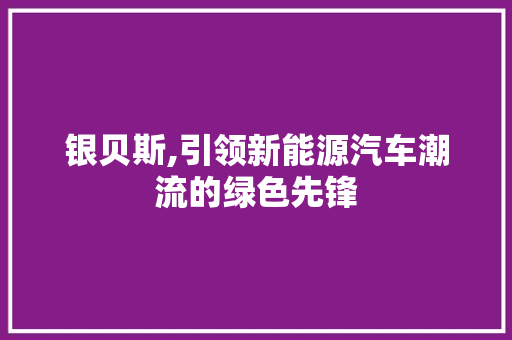银贝斯,引领新能源汽车潮流的绿色先锋
