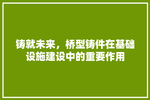 铸就未来，桥型铸件在基础设施建设中的重要作用