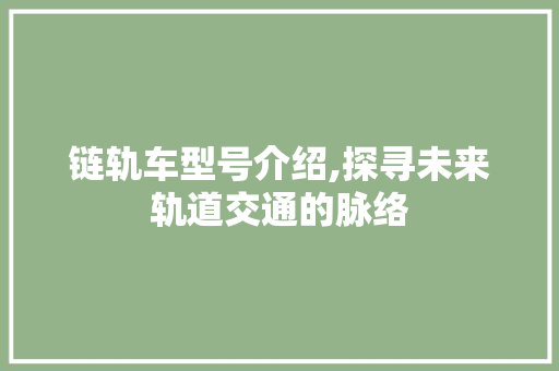 链轨车型号介绍,探寻未来轨道交通的脉络