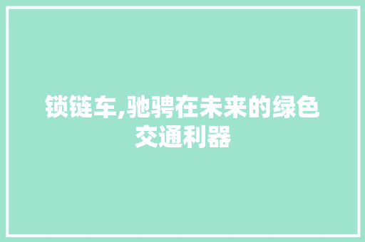 锁链车,驰骋在未来的绿色交通利器