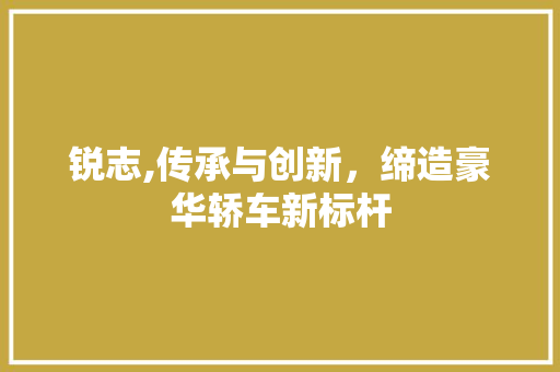 锐志,传承与创新，缔造豪华轿车新标杆