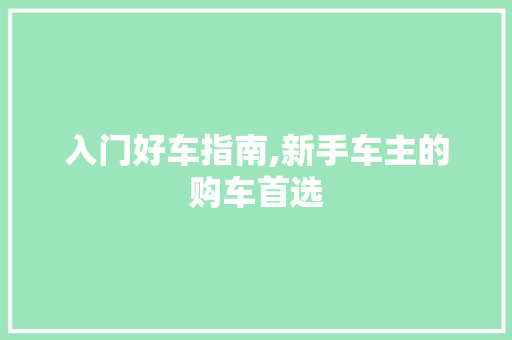入门好车指南,新手车主的购车首选