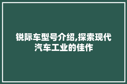 锐际车型号介绍,探索现代汽车工业的佳作
