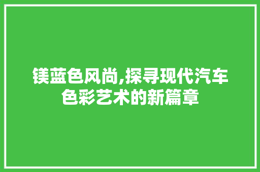 镁蓝色风尚,探寻现代汽车色彩艺术的新篇章