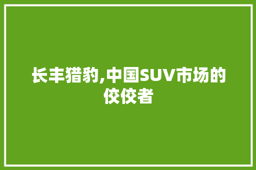 长丰猎豹,中国SUV市场的佼佼者