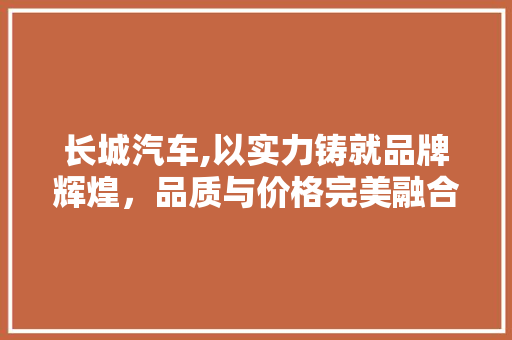 长城汽车,以实力铸就品牌辉煌，品质与价格完美融合