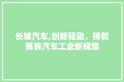 长城汽车,创新驱动，铸就民族汽车工业新辉煌