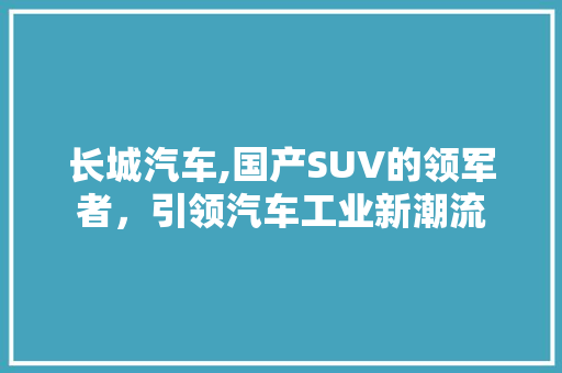 长城汽车,国产SUV的领军者，引领汽车工业新潮流