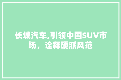 长城汽车,引领中国SUV市场，诠释硬派风范