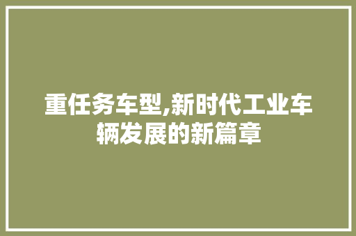 重任务车型,新时代工业车辆发展的新篇章 发动机配件