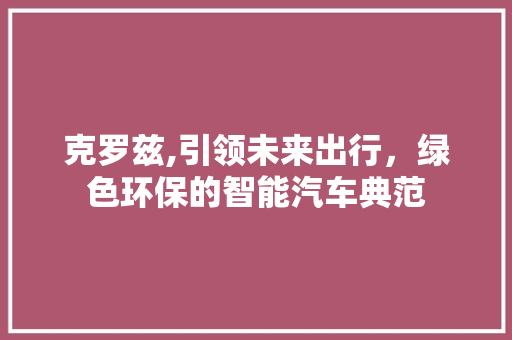 克罗兹,引领未来出行，绿色环保的智能汽车典范