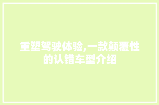 重塑驾驶体验,一款颠覆性的认错车型介绍