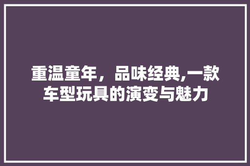 重温童年，品味经典,一款车型玩具的演变与魅力