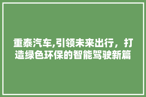 重泰汽车,引领未来出行，打造绿色环保的智能驾驶新篇章