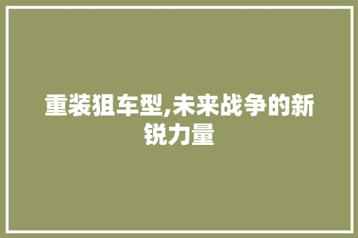 重装狙车型,未来战争的新锐力量