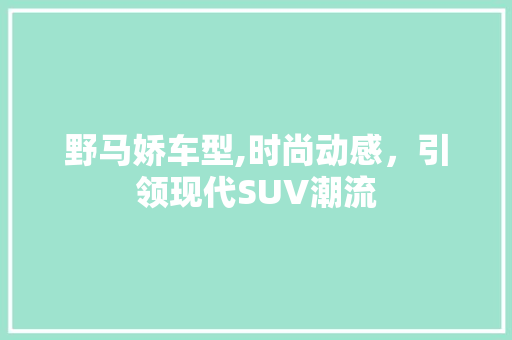 野马娇车型,时尚动感，引领现代SUV潮流