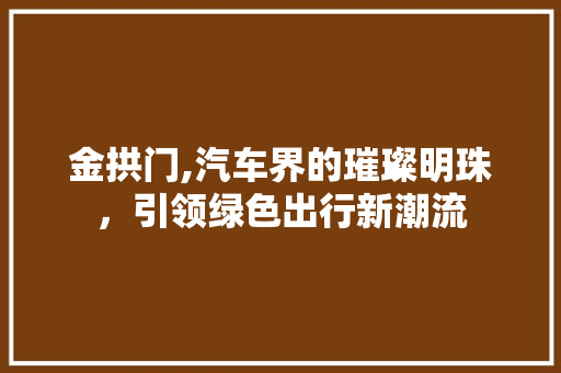 金拱门,汽车界的璀璨明珠，引领绿色出行新潮流