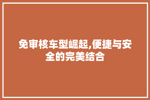 免审核车型崛起,便捷与安全的完美结合