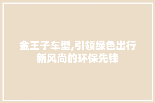 金王子车型,引领绿色出行新风尚的环保先锋