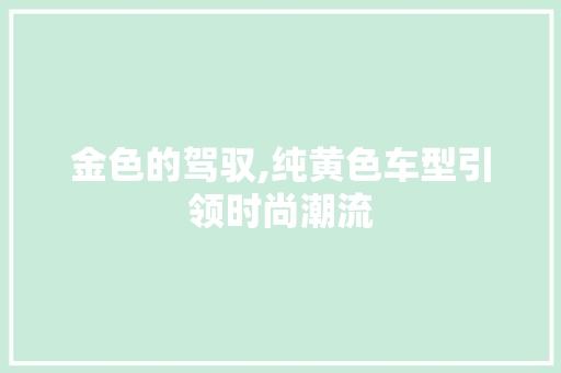 金色的驾驭,纯黄色车型引领时尚潮流