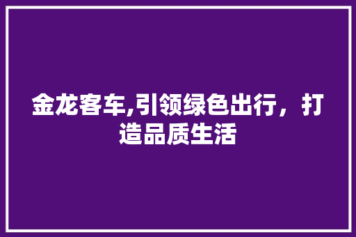 金龙客车,引领绿色出行，打造品质生活