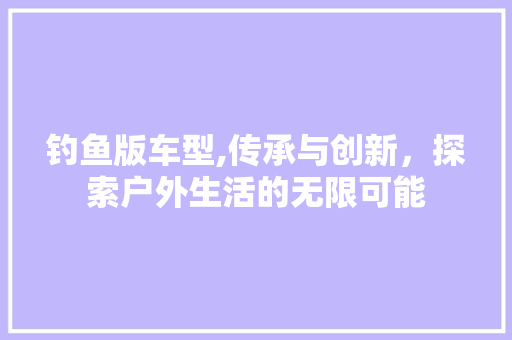 钓鱼版车型,传承与创新，探索户外生活的无限可能
