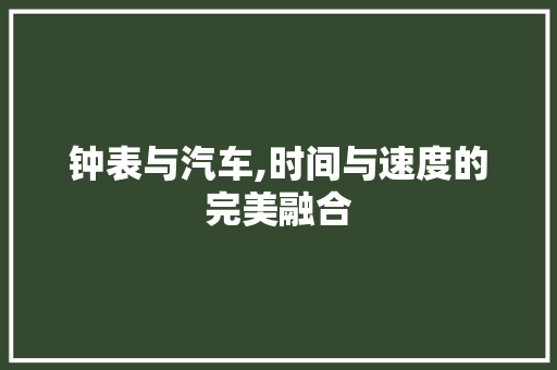 钟表与汽车,时间与速度的完美融合