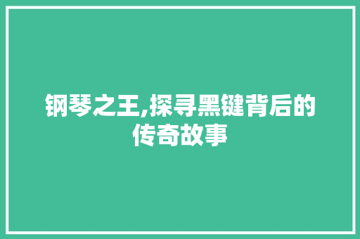 钢琴之王,探寻黑键背后的传奇故事