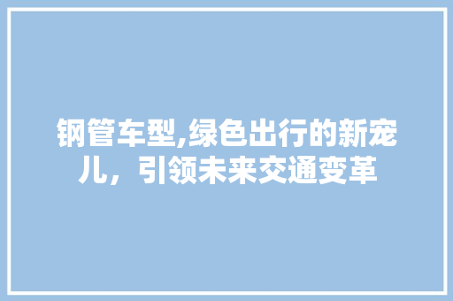 钢管车型,绿色出行的新宠儿，引领未来交通变革