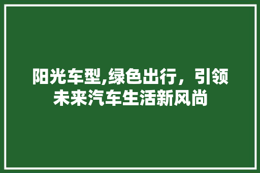 阳光车型,绿色出行，引领未来汽车生活新风尚