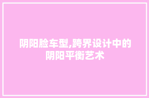 阴阳脸车型,跨界设计中的阴阳平衡艺术