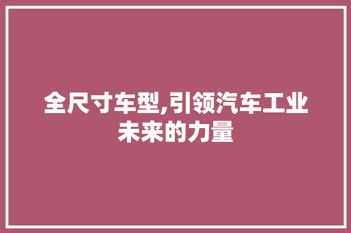全尺寸车型,引领汽车工业未来的力量
