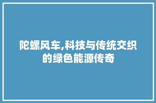 陀螺风车,科技与传统交织的绿色能源传奇