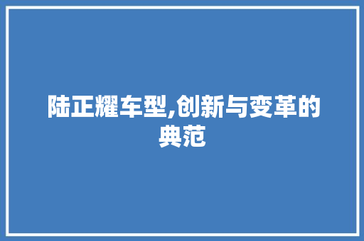陆正耀车型,创新与变革的典范