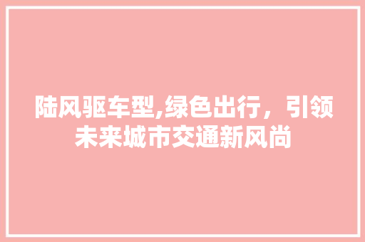 陆风驱车型,绿色出行，引领未来城市交通新风尚