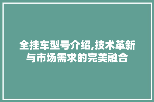 全挂车型号介绍,技术革新与市场需求的完美融合