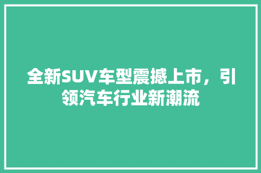 全新SUV车型震撼上市，引领汽车行业新潮流