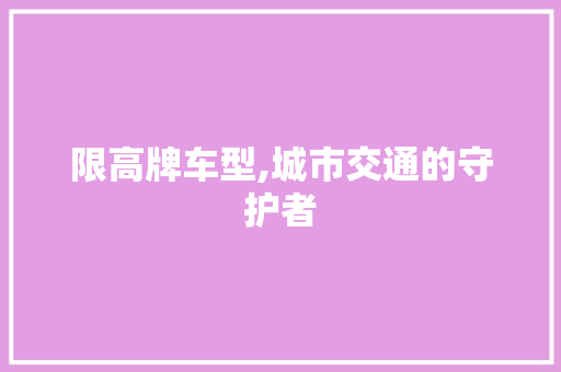 限高牌车型,城市交通的守护者
