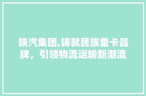 陕汽集团,铸就民族重卡品牌，引领物流运输新潮流