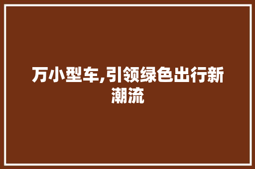 万小型车,引领绿色出行新潮流
