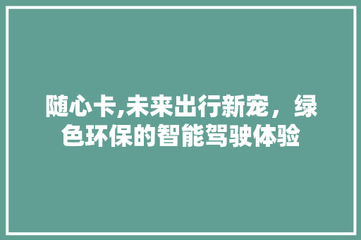 随心卡,未来出行新宠，绿色环保的智能驾驶体验