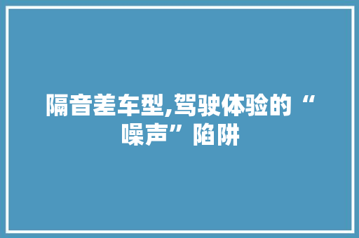 隔音差车型,驾驶体验的“噪声”陷阱