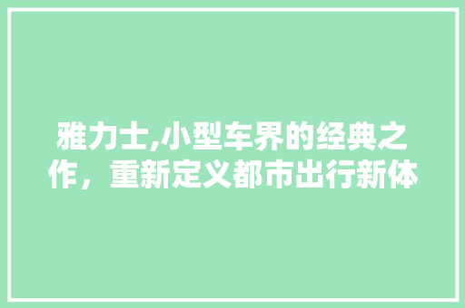 雅力士,小型车界的经典之作，重新定义都市出行新体验